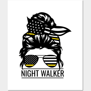 Police Dispatcher Night Shift Thin Gold Line Flag Posters and Art